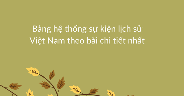 Bảng Hệ Thống Sự Kiện Lịch Sử Việt Nam Theo Bài Chi Tiết Nhất