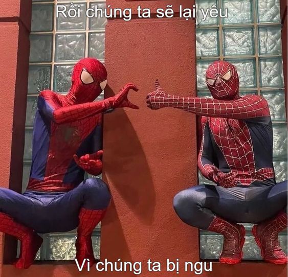 meme hai người nhện chỉ tay