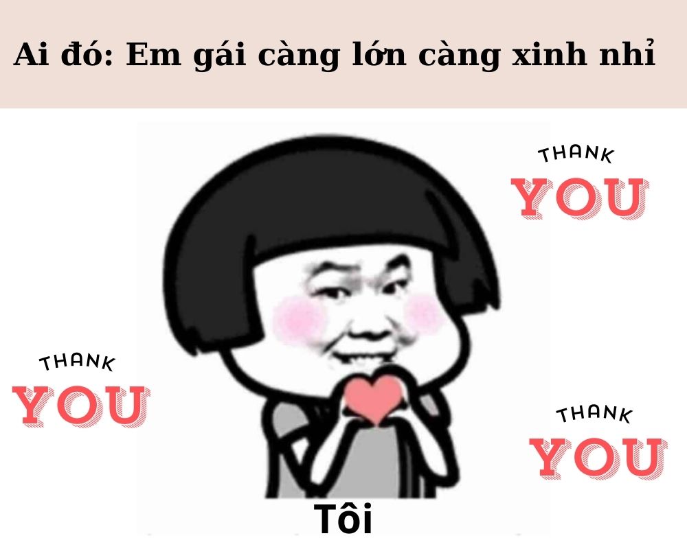 Meme cảm ơn thả tim