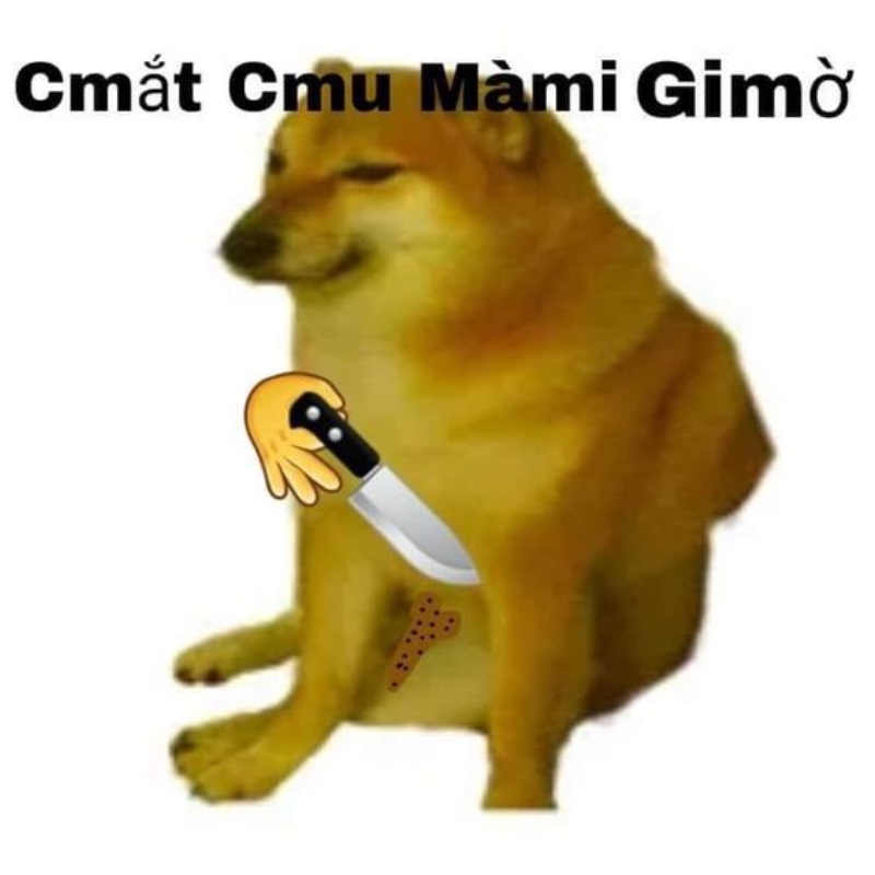 Meme Cheems cầm dao