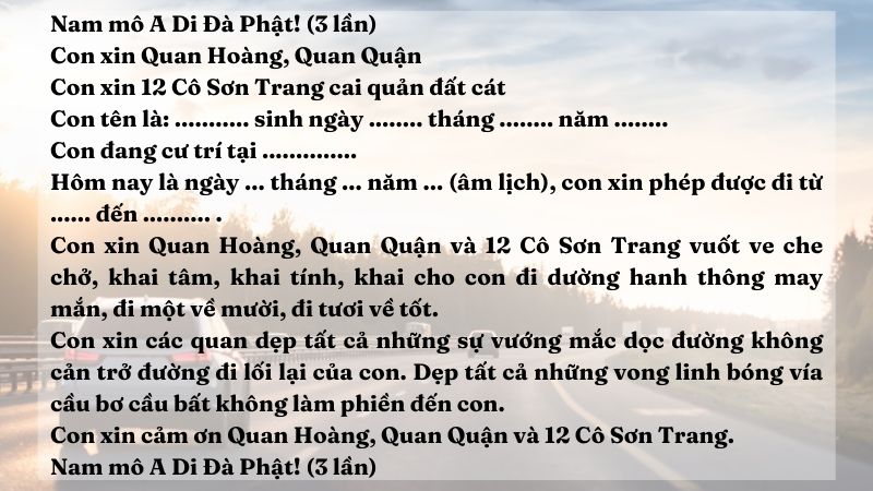 Văn khấn xuất hành