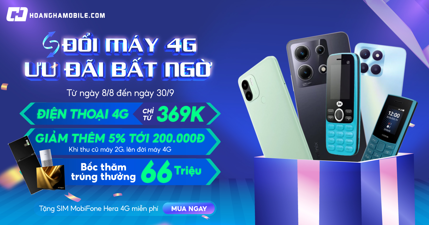 Đổi máy 4G – Ưu đãi bất ngờ cùng Hoàng Hà Mobile