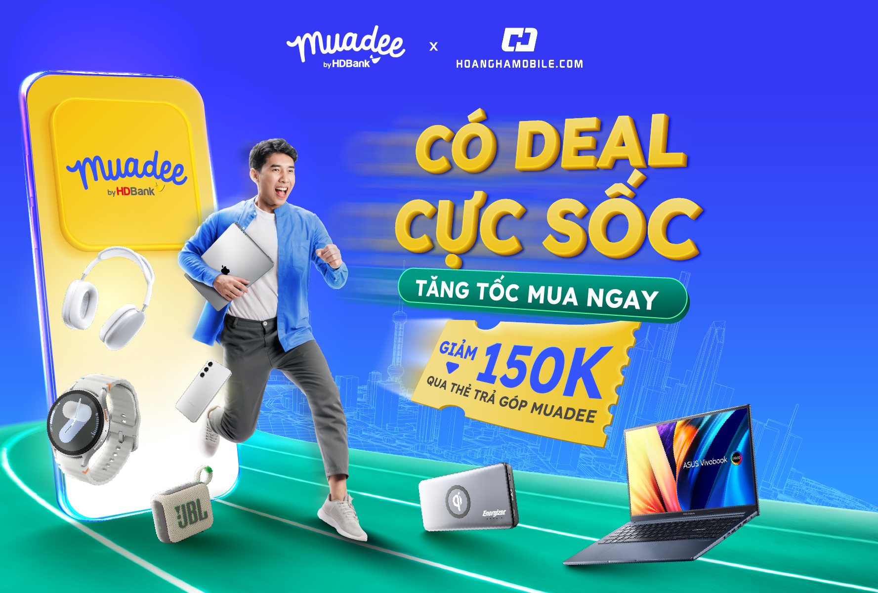 Giảm 150.000đ khi mua hàng với thẻ trả góp MUADEE tại hệ thống Hoàng Hà Mobile