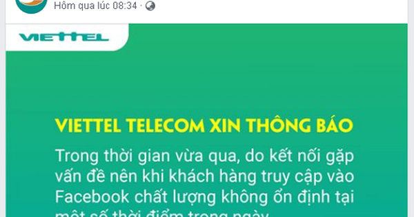 Viettel và VNPT đăng thông báo xin lỗi người dùng về việc truy cập Facebook không ổn định