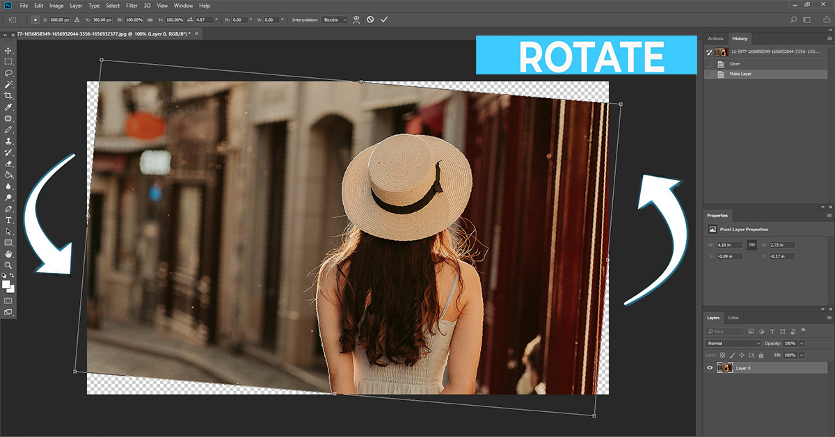 3 cách xoay hình (rotate ảnh) trong Photoshop đơn giản, chi tiết