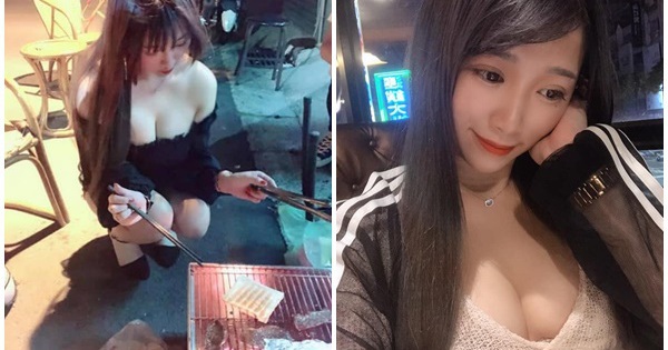 Mặc áo trễ nải ngồi nướng thịt, cô nàng hot girl khiến cư dân mạng xao xuyến “Nướng thế này thì nóng phải biết”