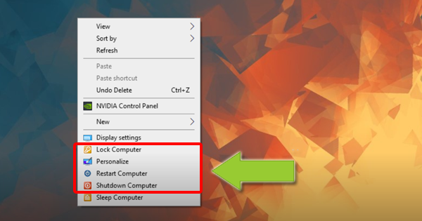 Mẹo tắt nhanh máy tính bằng chuột phải trên Windows 10