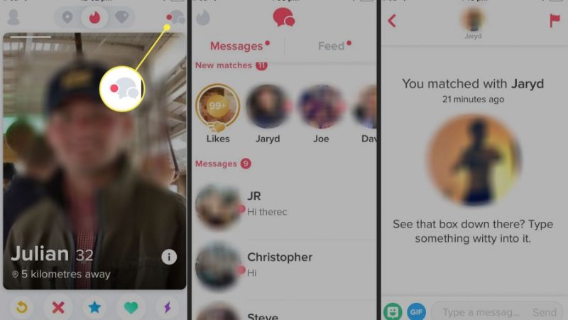 nhắn tin trên Tinder