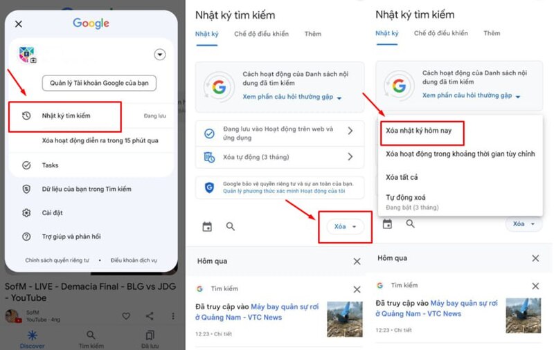 Cách xóa lịch sử tìm kiếm trên Google