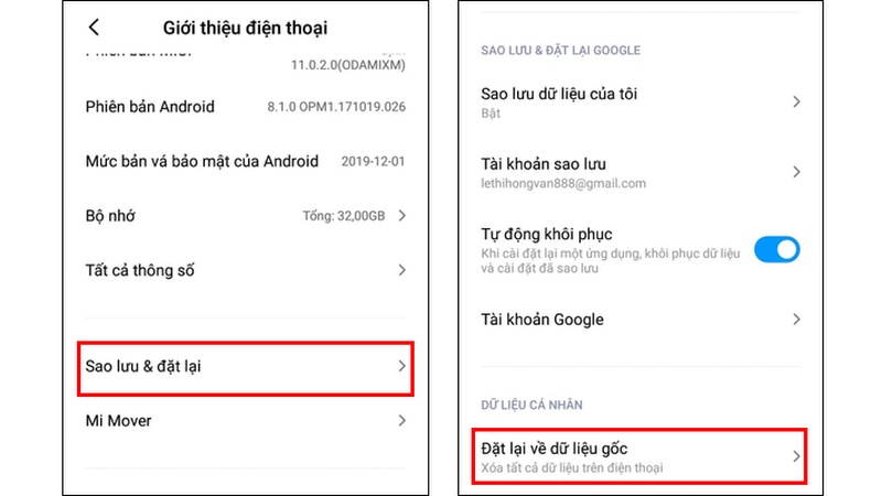 Cách khôi phục cài đặt gốc Xiaomi cực nhanh 2
