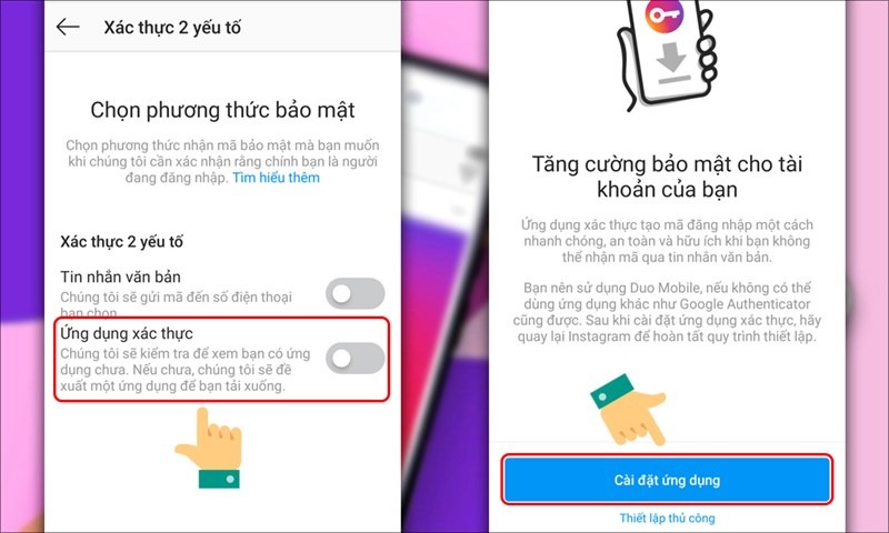 Xác thực 2 yếu tố trên Instagram