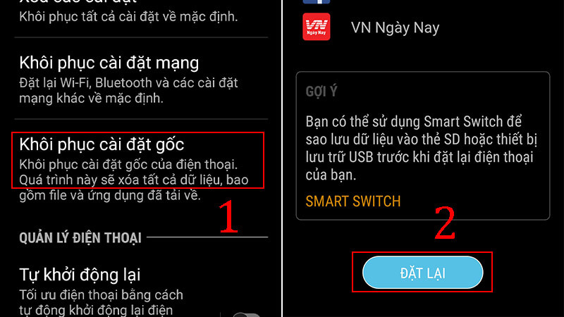 Đặt lại thiết bị của bạn với Samsung Find My Phone