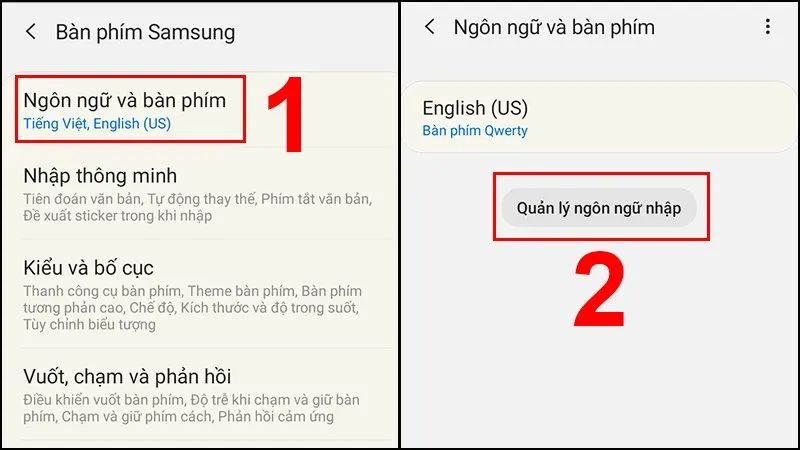 Chọn quản lý ngôn ngữ nhập