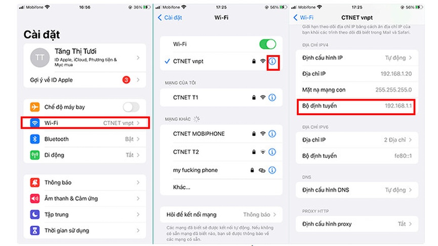 Cách lấy mật khẩu WiFi nhà bên trên iPhone bằng địa chỉ IP 1