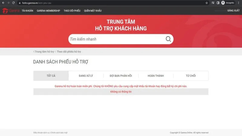 Cách đổi mật khẩu Garena không cần số điện thoại