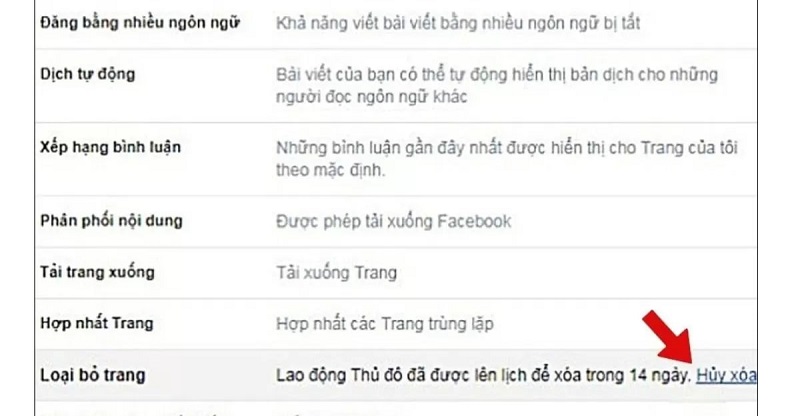 Hủy xóa để khôi phục Facebook