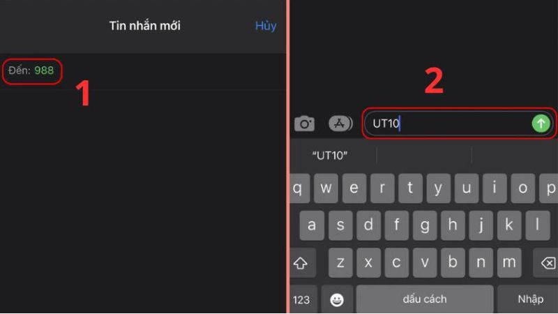 Sử dụng cú pháp UT để gửi tới 988