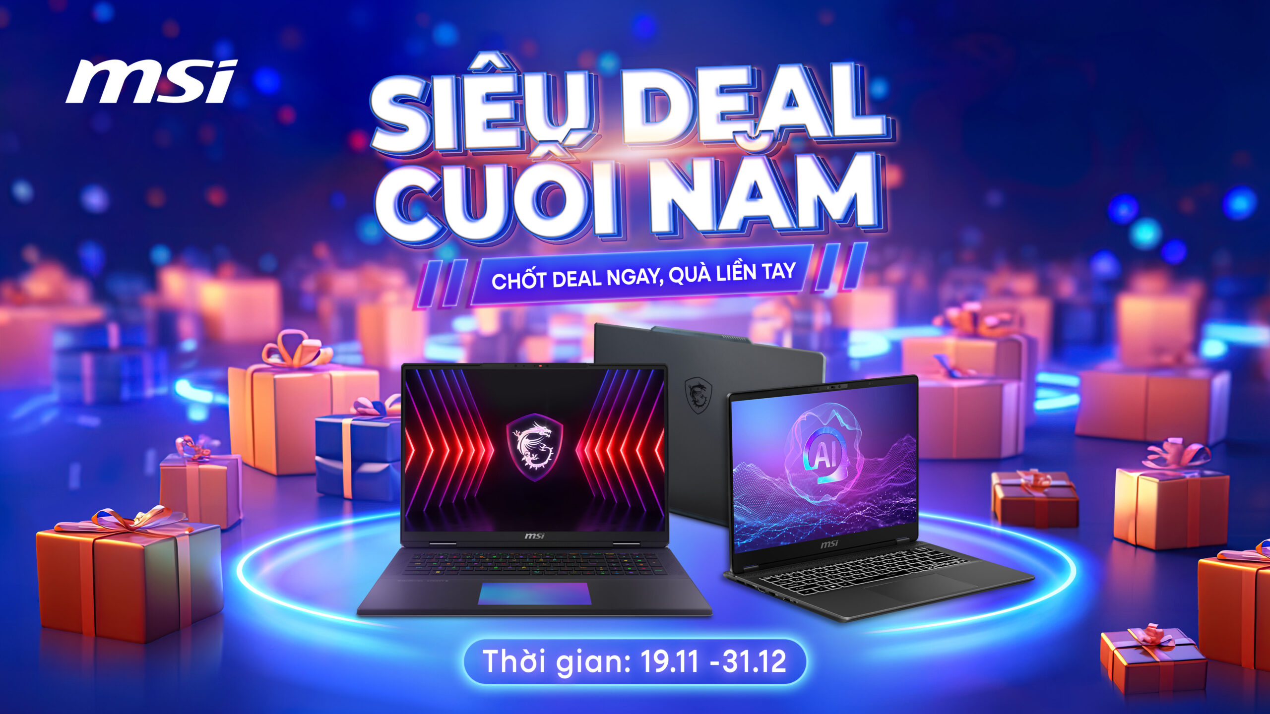 Siêu Sale Cuối Năm – Chôt Deal ngay, Quà liền tay với Laptop MSI