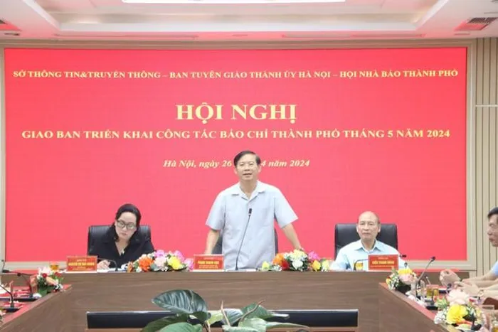 Phó Trưởng ban Thường trực Ban Tuyên giáo Thành ủy Hà Nội Phạm Thanh Học phát biểu tại buổi giao ban