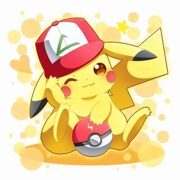 Pikachu bức ảnh dễ thương Chibi và bóng lấp lánh