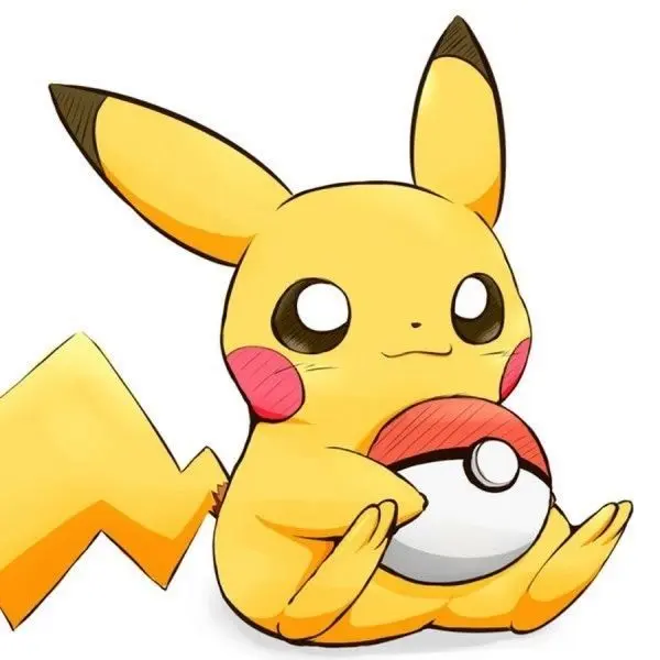 Chibi pikachu bức ảnh dễ thương cầm một quả bóng poké