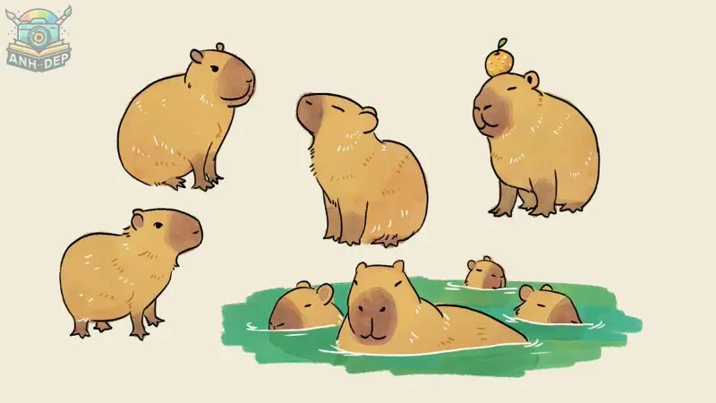 Tải ngay 333+  tranh tô màu capybara vui nhộn cho bé