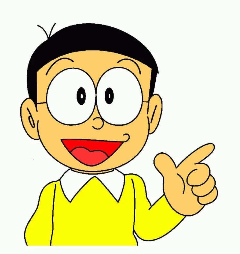 Hình ảnh dễ thương Nobita với nụ cười rạng rỡ đáng yêu