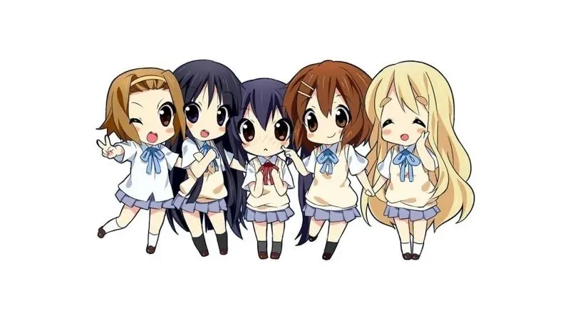 Chibi Anime Image Nhóm 5 Phụ nữ trong không gian đầy màu sắc