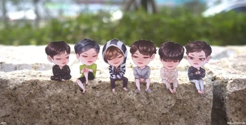 Thưởng thức hình ảnh của một nhóm 6 người Chibi với phong cách hoạt hình.