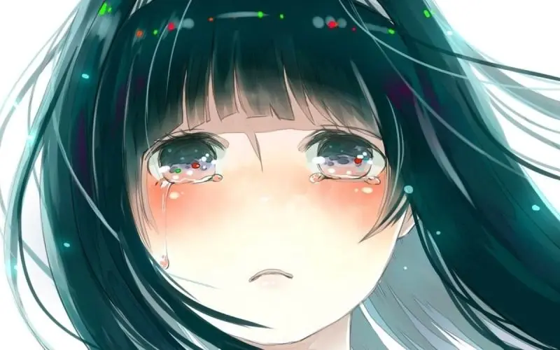 The image of the avatar sadly crying for female anime, ideal to share hard emotions