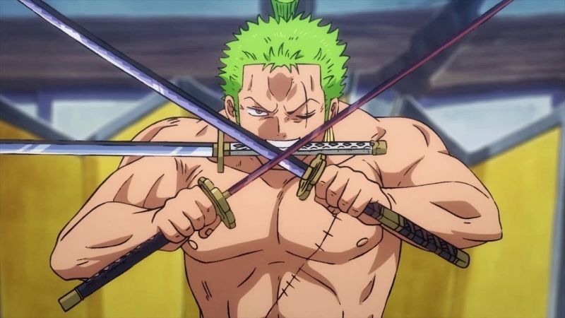 Một mình ảnh anime Zoro thể hiện ý chí mạnh mẽ và quyết đoán