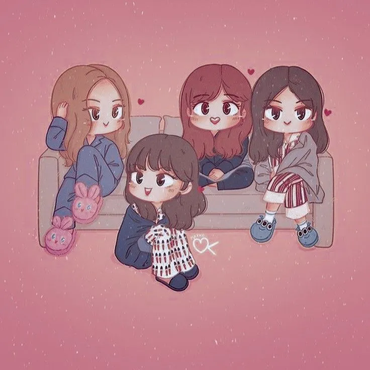 Hình ảnh của Chibi Blackpink với biểu cảm vui nhộn, siêu dễ thương.