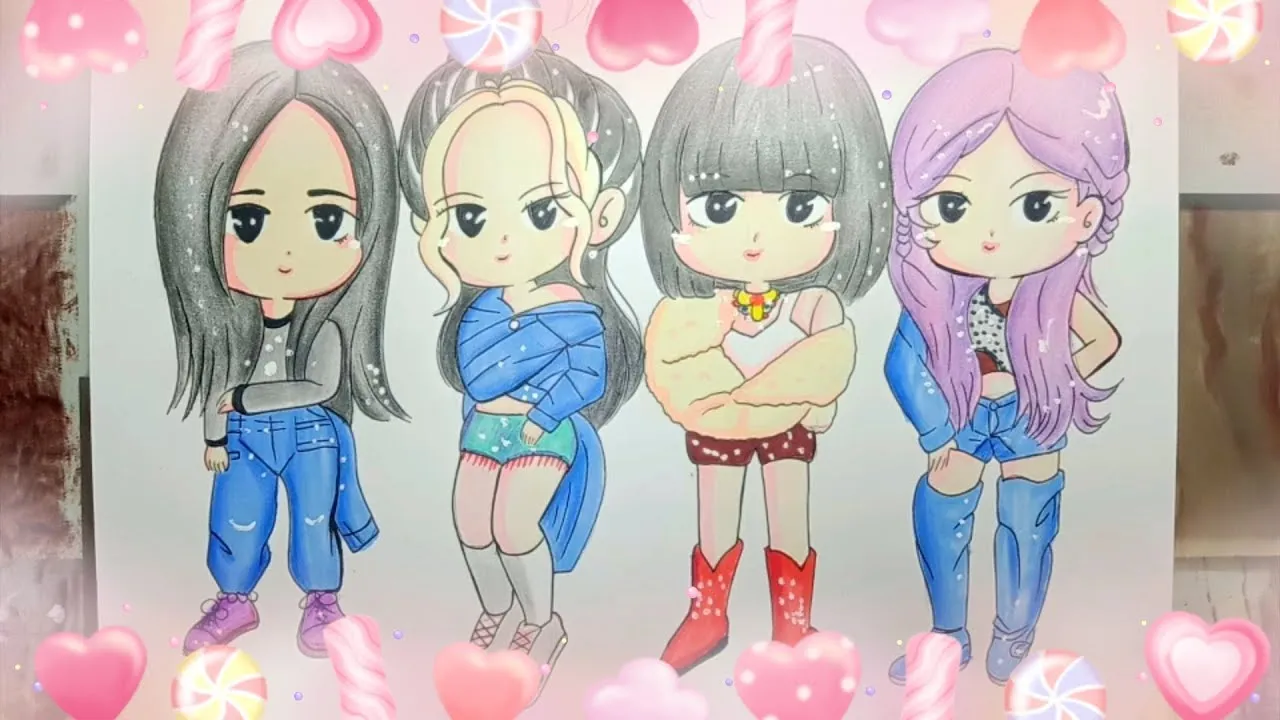 Phiên bản Blackpink Chibi, đáng yêu và đầy màu sắc.