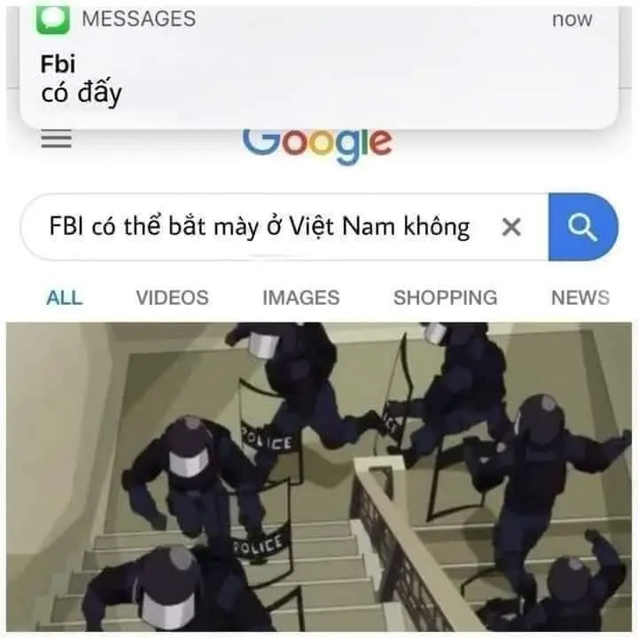 Meme FBI kết hợp kịch tính và hài hước trong một bức tranh thú vị