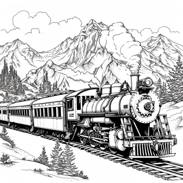 Coloring the train for children - creative activity suitable for all ages.