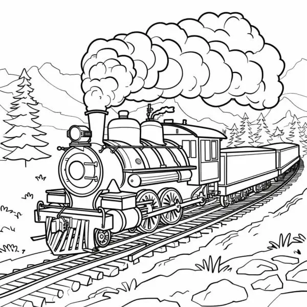 Children will love this lively and interesting train coloring!