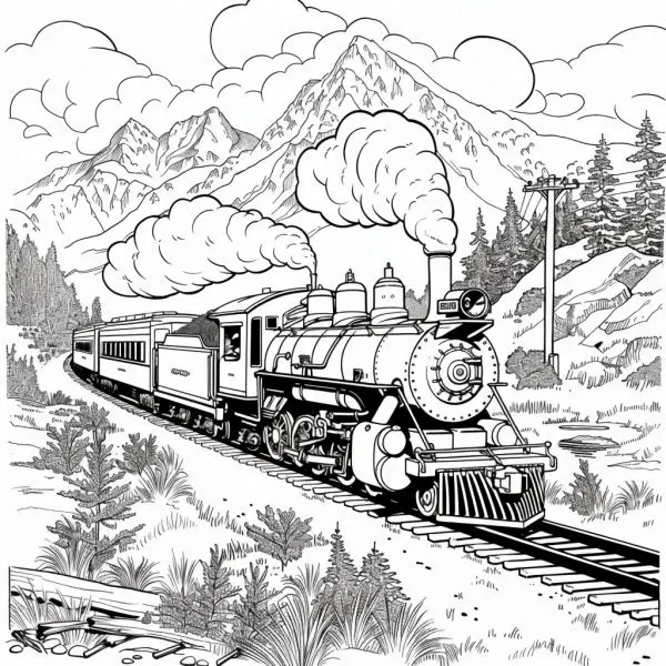 Discover the world of train through beautiful coloring paintings for children.