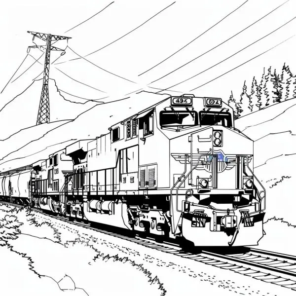 Train in coloring paintings - Baby freely explore the traffic world.