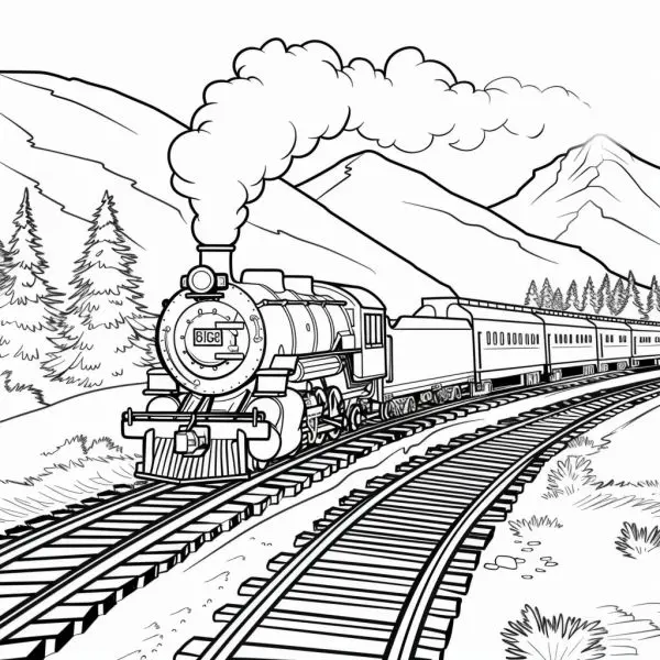 Free train coloring, helping children learn more about transportation.