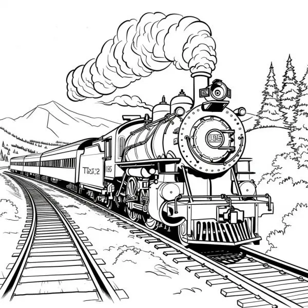 Discover the train journey through beautiful coloring.