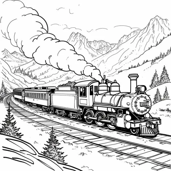 Coloring beautiful train - good way for children to train their imagination.