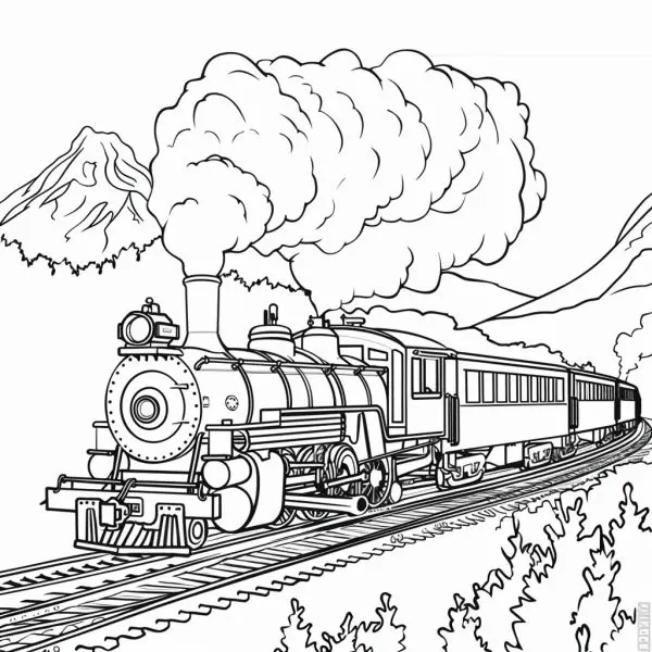 Coloring train - useful activities to help children understand more about traffic.