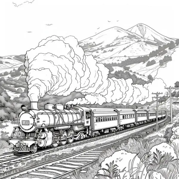 Discover the journey of the train through exciting coloring paintings for your baby!