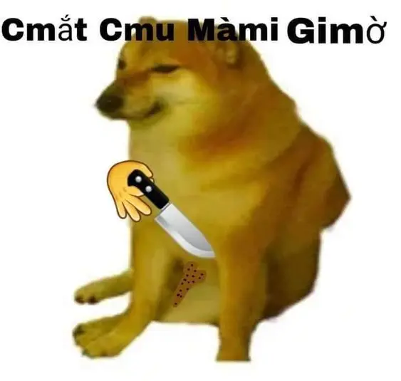 Cheems Meme cầm một con dao hài hước