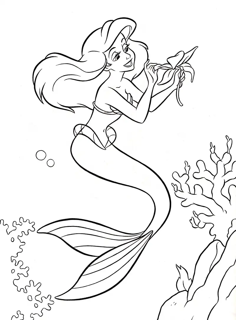 Màu công chúa Disney với hình ảnh của Ariel Mermaid