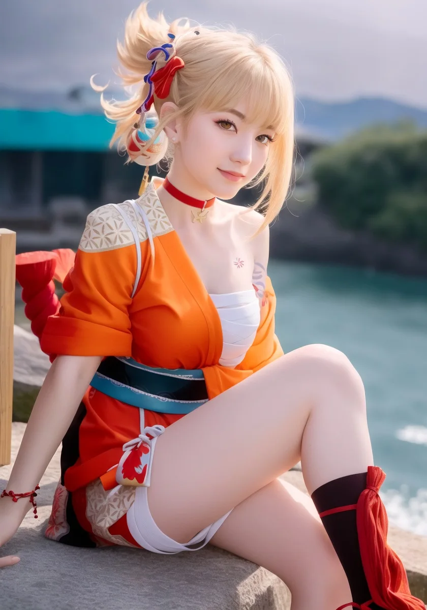 Ảnh của một cô gái cosplay người giúp việc đầy dễ thương.