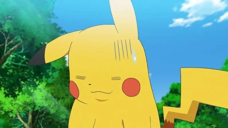 Pikachu meme hài hước với khuôn mặt chán nản