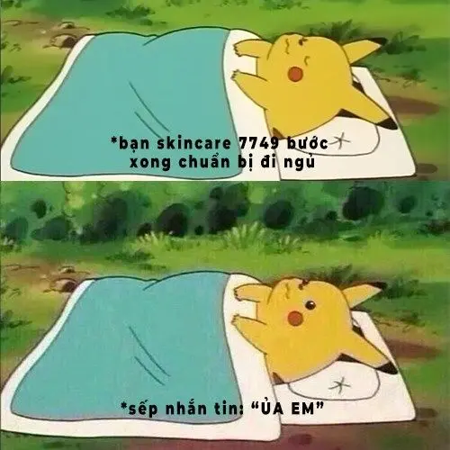 Pikachu meme che chăn để ngủ vui nhộn