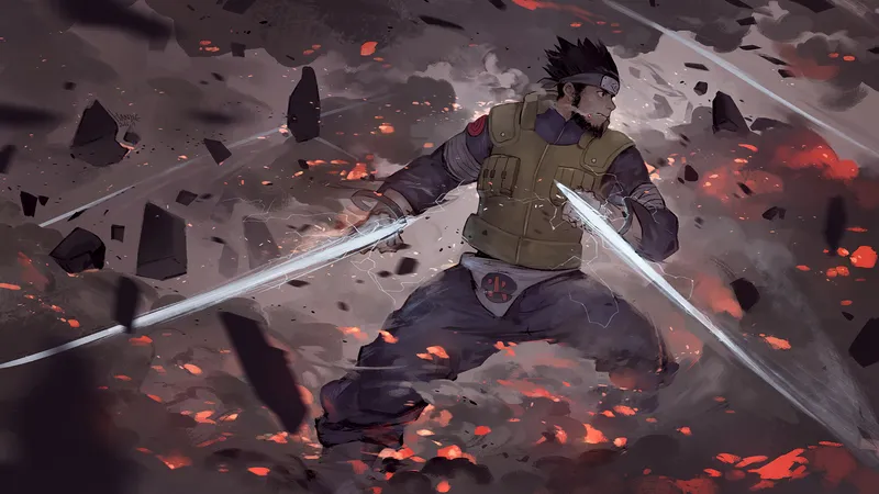 Hình ảnh của Asuma Sarutobi trong trận chiến đã gây ra bạo lực và giảm bớt