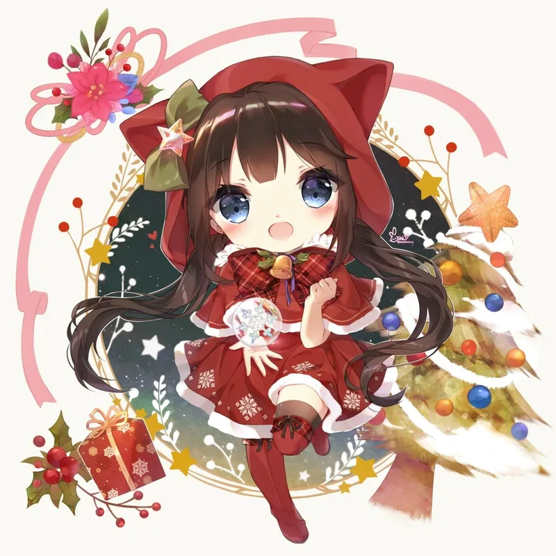 Hình ảnh anime Chibi hài hước với nụ cười rạng rỡ.